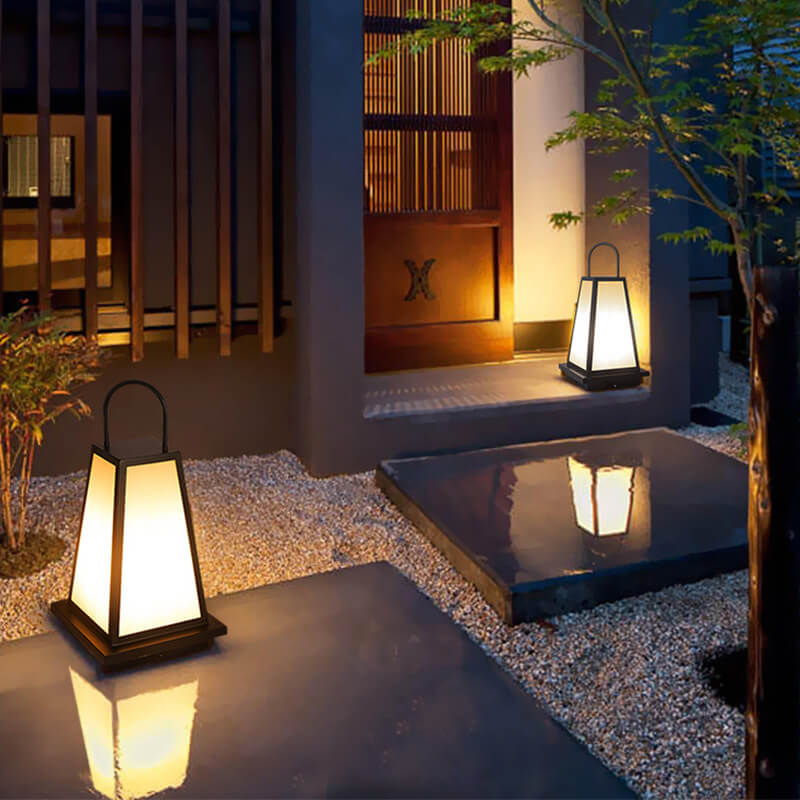 Modern Outdoor Solar Geometric Column Waterproof LED Garden Landscape Light