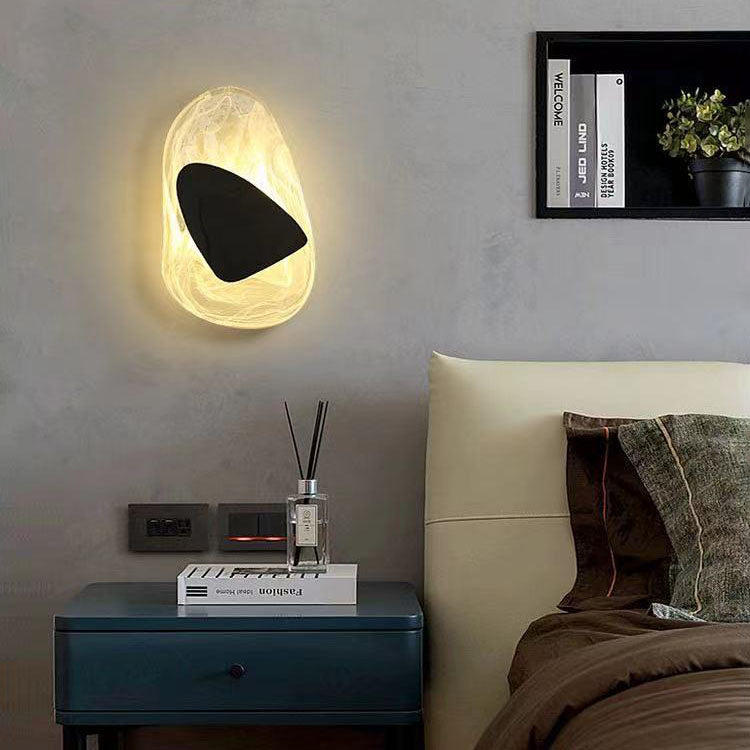 Modern Minimalist Irregular Oval Hardware Glass LED Wall Sconce Lamp For Bedroom