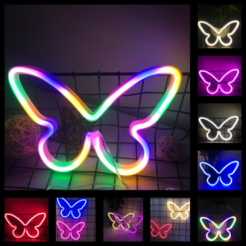 Batterie LED papillon néon créatif/néon décoratif USB 