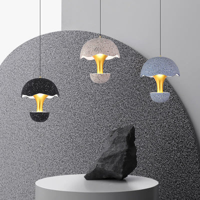 Modern Creative Round Eggshell Hardware Cement LED Pendant Light