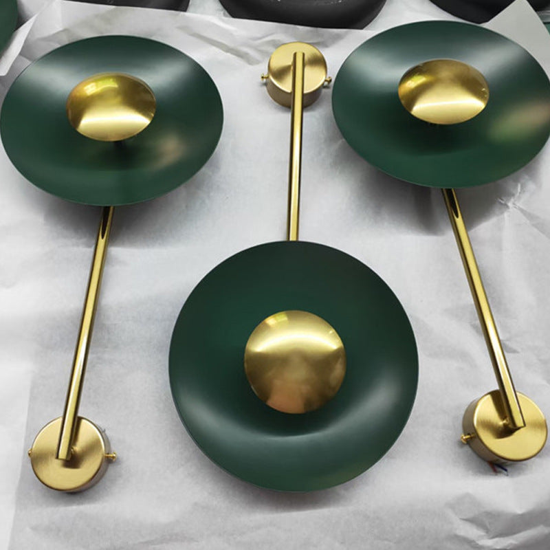 Modern Minimalist Dark Green Round Long Pole LED Wall Sconce Lamp