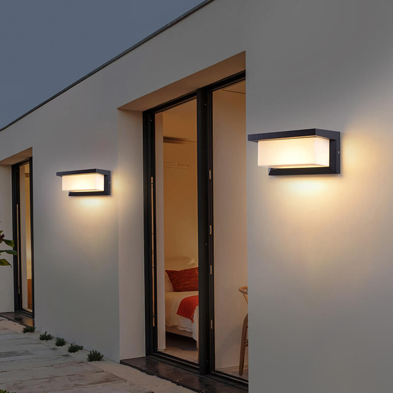 Modern Minimalist Solar Rectangle PC LED Outdoor Wall Sconce Lamp For Outdoor Patio