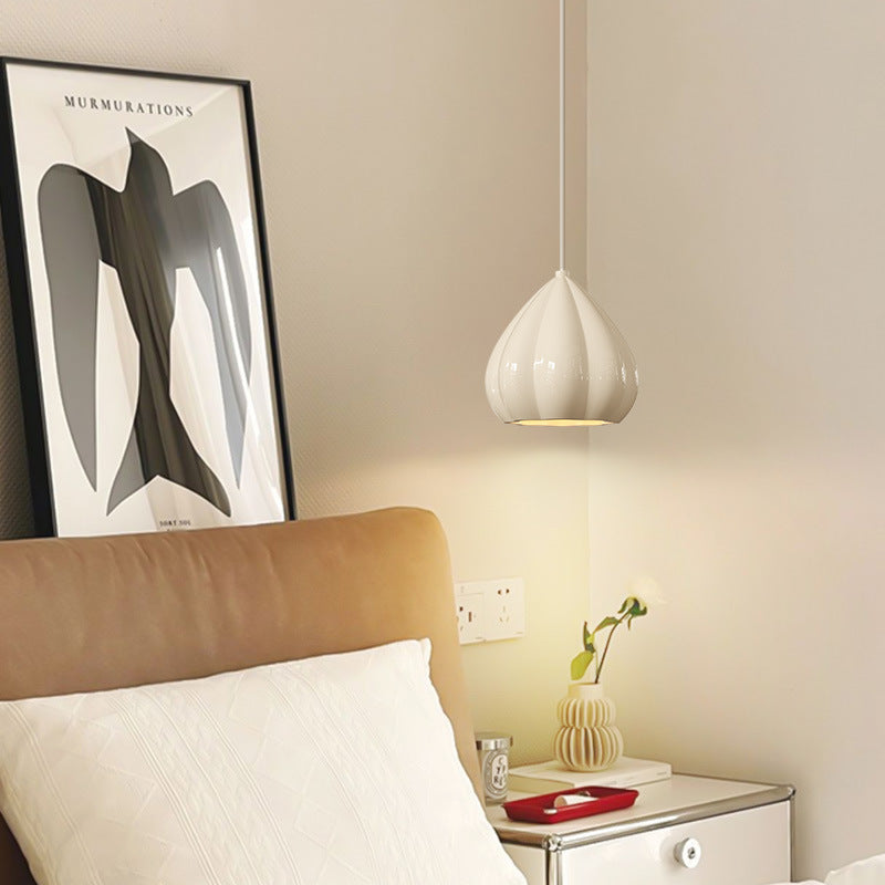 Modern Minimalist Cream Triangle Aluminum Resin 1-Light Pendant Light For Bedroom