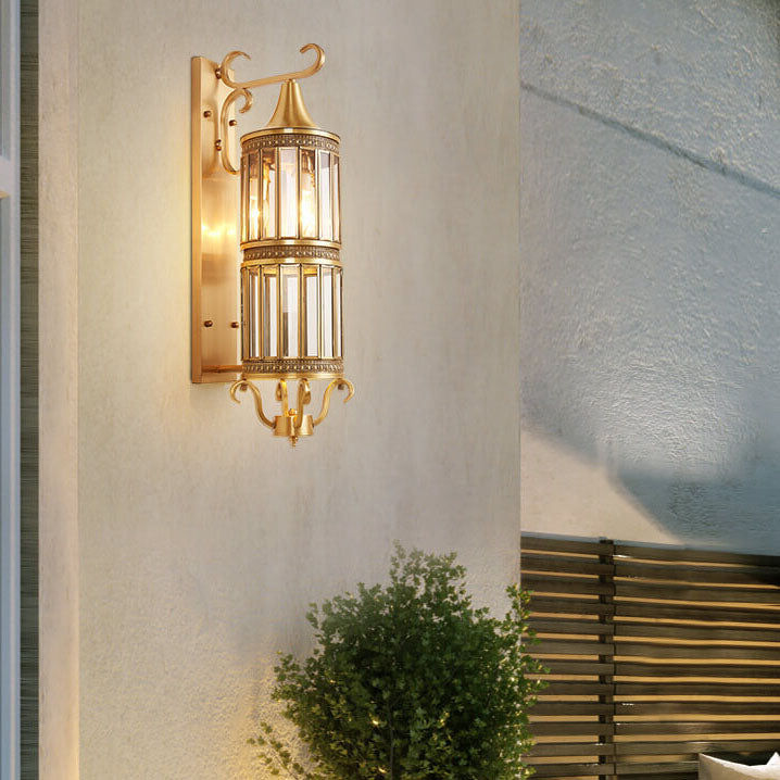 Traditional European Light Luxury Vintage Copper Glass 1/3-Light Wall Sconce Lamp