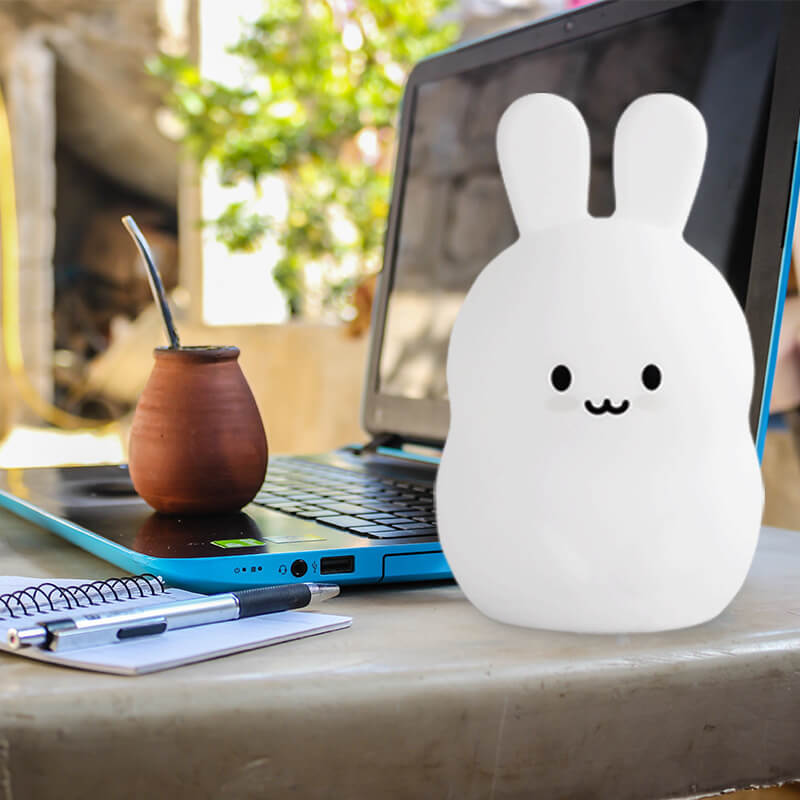 Lampe de Table LED USB en Silicone, lapin mignon et créatif moderne, veilleuse 