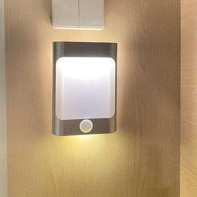 Modern Rectangular Body Sensor Aluminum USB Rechargeable LED Wall Sconce Lamp