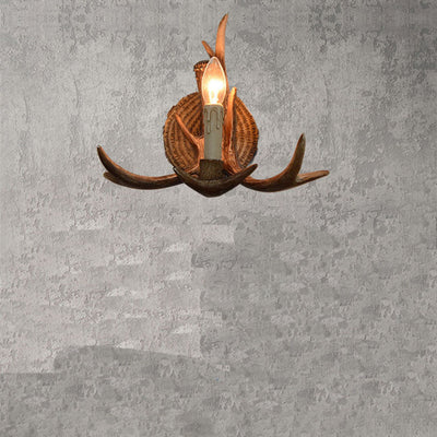 Traditional European Antler Resin 1-Light Wall Sconce Lamp For Living Room