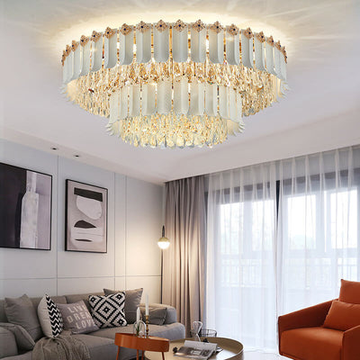 European Light Luxury Crystal 8/12 Light Unterputz-Deckenleuchte 