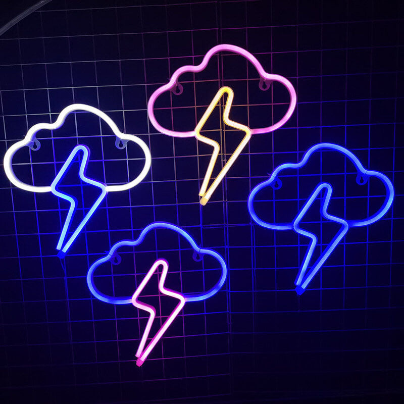 Creative Neon Cloud Lightning Shape LED Battery/USB Decorative Light