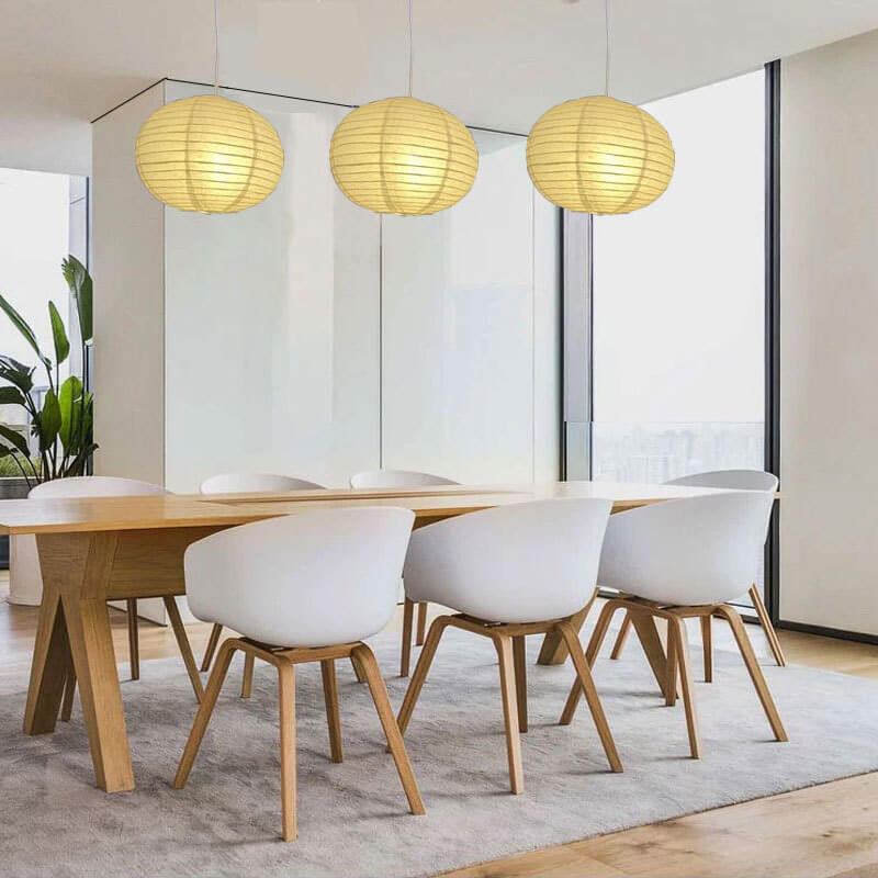 Minimalist Handmade Paper Round Lantern 1-Light Pendant Light