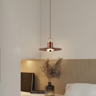 Modern Minimalist Disc Cylindrical Liftable Aluminum LED Pendant Light