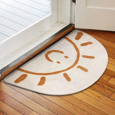 Scandinavian Fresh Flower Pattern Semicircle Doormat Bathroom Rugs