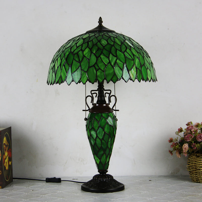 European Vintage Glass Iron 2-Light Table Lamp