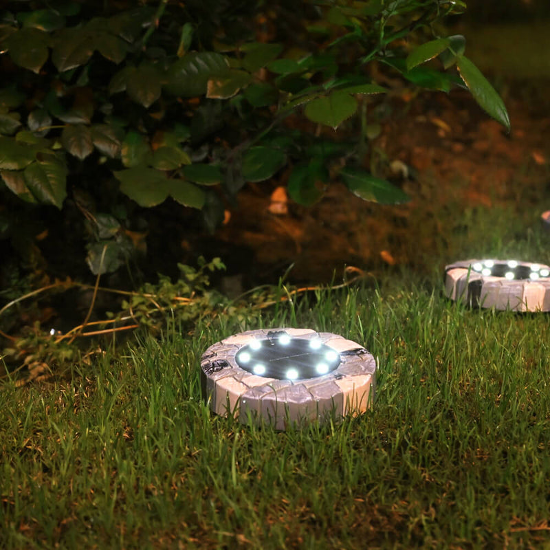 Solar Outdoor Round Resin Brick LED Garden Ground Insert Decorative Landscape Light