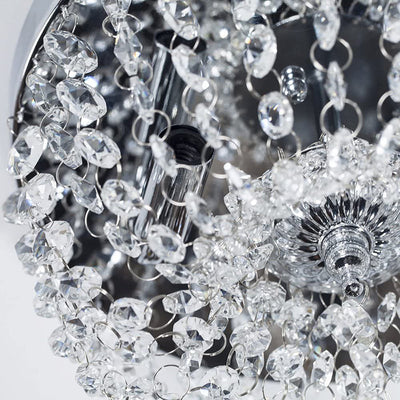 Modern Luxury Crystal Beaded Curtain Round 2-Light Flush Mount Ceiling Light