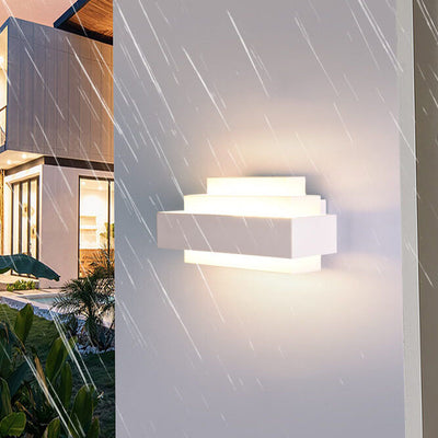 Modern Creative Minimalist White Human Sensor Waterproof Indoor Outdoor Aluminum LED Wall Sconce Lamp