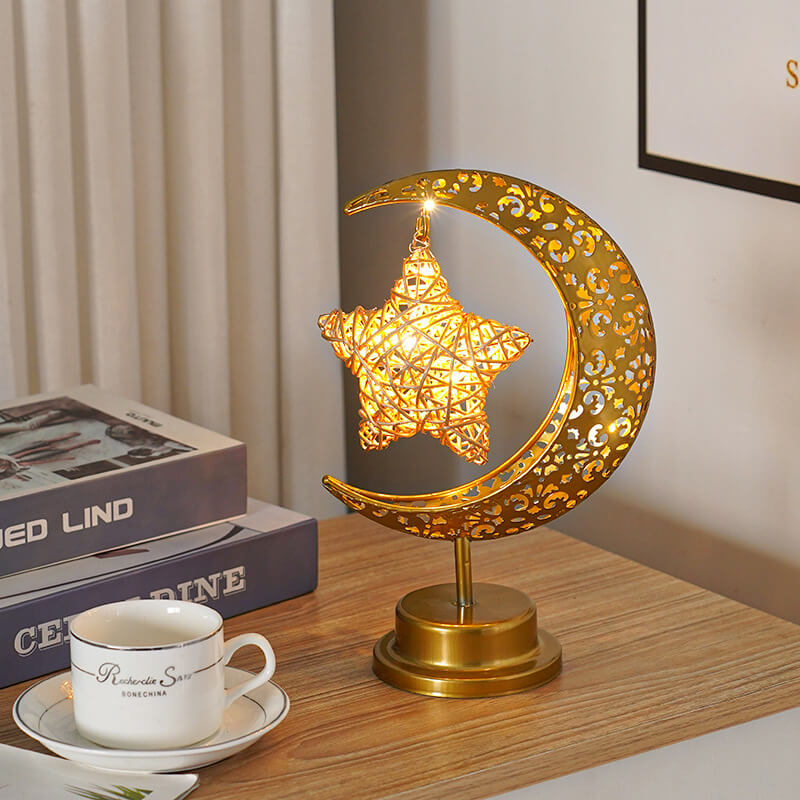 Muslim Festival Iron Moon Light Orb LED Decorative Table Lamp