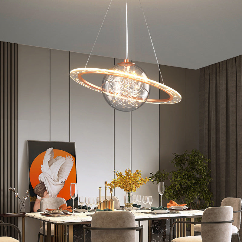 Contemporary Scandinavian Universe Planet Acrylic LED Pendant Light For Living Room