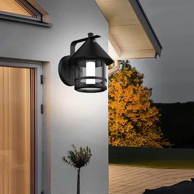 Solar Modern Cone Cage Body Sensor LED Outdoor Wall Sconce Lamp