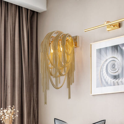 Postmodern Luxury Aluminum Chain Tassel  2-Light Wall Sconce