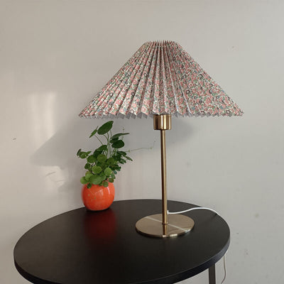 Lampe de table à 1 lumière avec housse en tissu plissé rétro nostalgique et design parapluie 