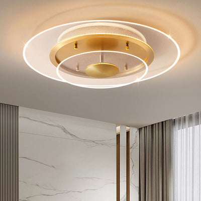 Plafonnier LED encastré en acrylique rond de luxe, lumière moderne, doré 