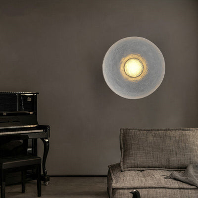 Modern Minimalist Resin Clear Round Disc LED Wall Sconce Lamp