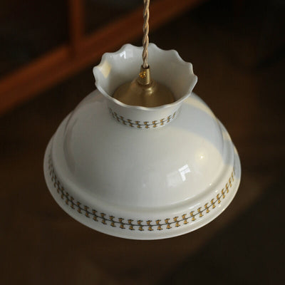 Japanese Vintage Ceramic Round Bowl 1-Light Pendant Light