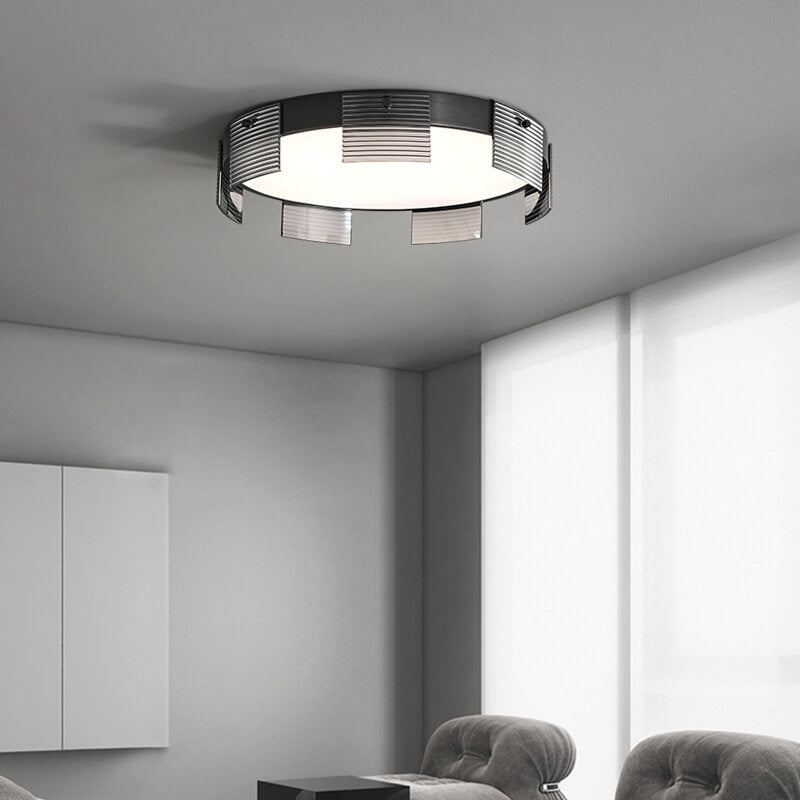 Modern Minimalistic Round Copper Glass Acrylic LED Flush Mount Light