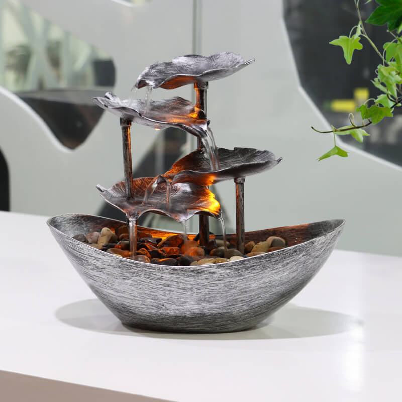 Creative Lotus Leaf Yuanbao fließender Brunnen LED dekorative Tischlampe
