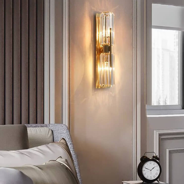 Modern Luxury Crystal Strip 2-Light Wall Sconce Lamp