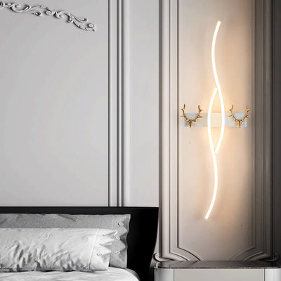 Nordic Light Luxury Strip Curve Antler LED Wall Sconce Lamp