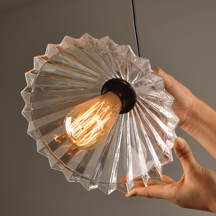 Lampe suspendue à 1 lumière en verre parapluie transparent rétro moderne 