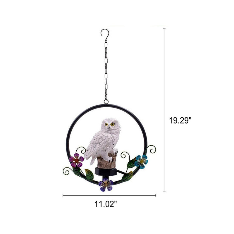 European Retro Creative Owl Resin Solar Outdoor Patio Decorative LED Pendant Light