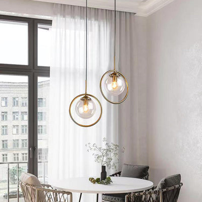 Modern Minimalist Round Ball Iron Glass 1-Light Pendant Light For Bedroom