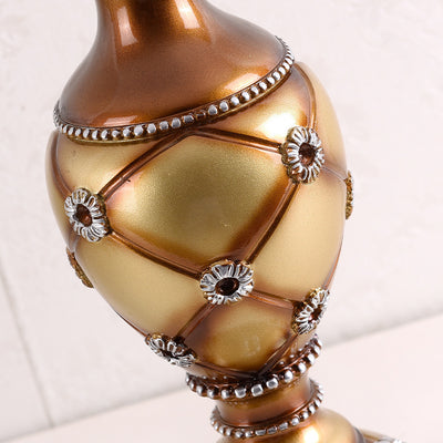 Lampe de table à 1 lumière en résine et perles en tissu vintage européen 