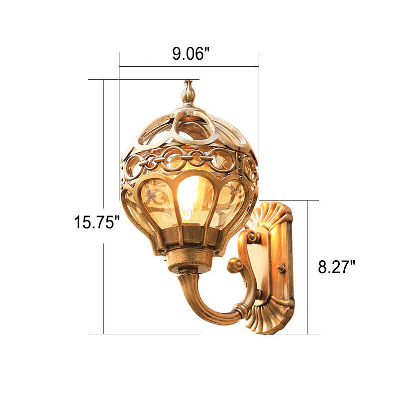 European Light Luxury Waterproof Aluminum Glass 1-Light Wall Sconce Lamp