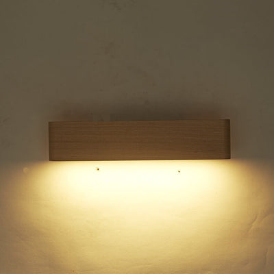 Modern Minimalist Rotatable Long Bar Wood Acrylic LED Wall Sconce Lamp