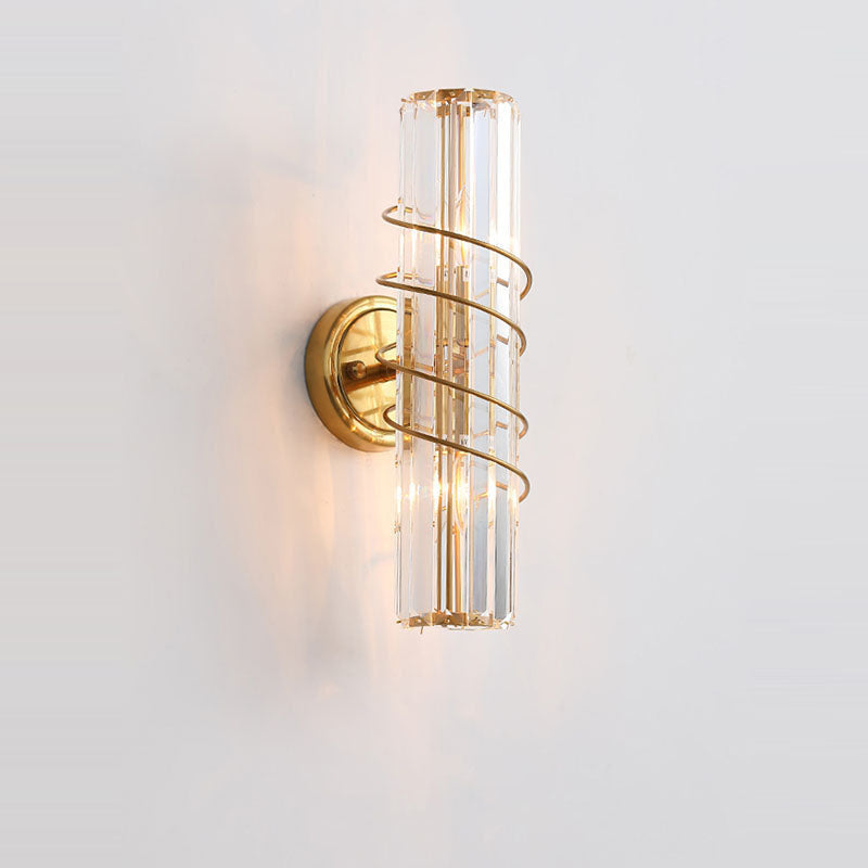 Nordic Light Luxury Crystal Column 2-Light Wall Sconce Lamp