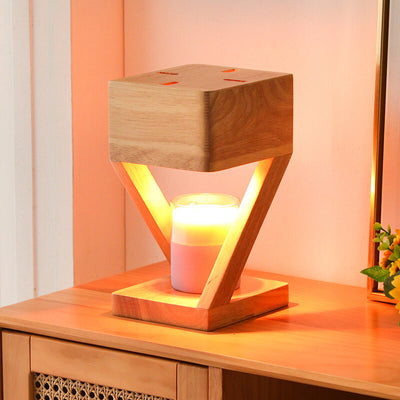 Nordic Simple Solid Wood Geometric Hollow 1-Light Melting Wax Table Lamp