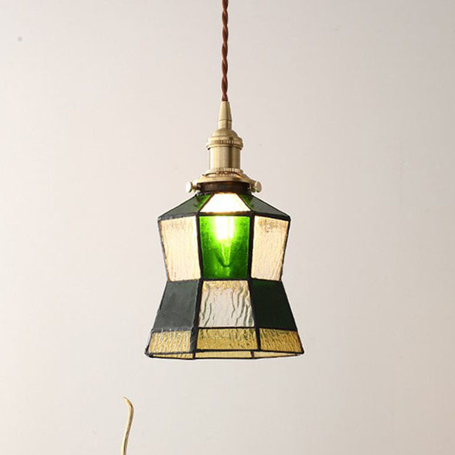 Vintage Creative Green Mosaic Geometric Glass 1-Light Pendant Light