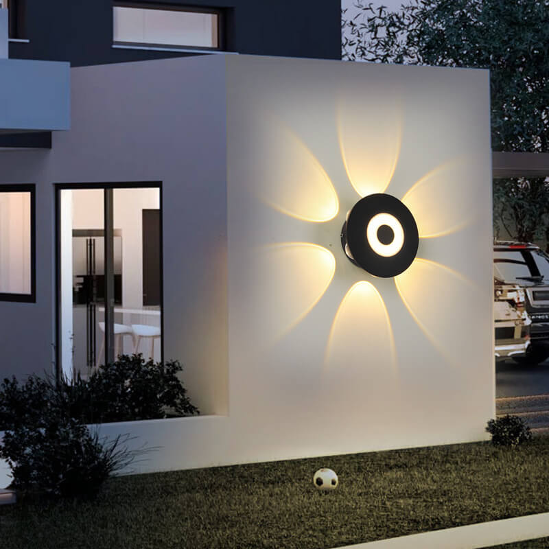 Applique murale LED étanche, ronde et moderne, en aluminium, noir et extérieur, pour l&