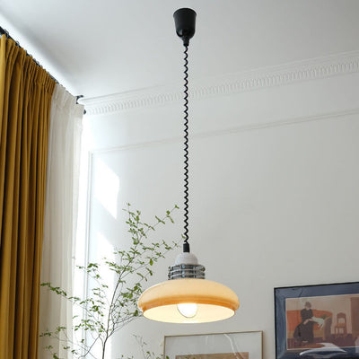 Modern Minimalist Vintage Retractable Iron Glass 1-Light Pendant Light