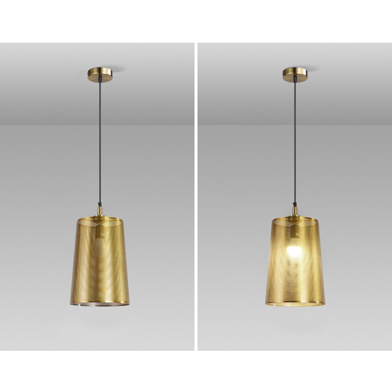 Nordic Minimalist Gold Metal Cylinder 1-Light Pendant Light