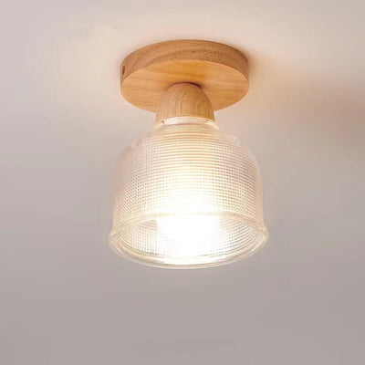 Japanese Simple Glass Log 1-Light Semi-Flush Mount Light