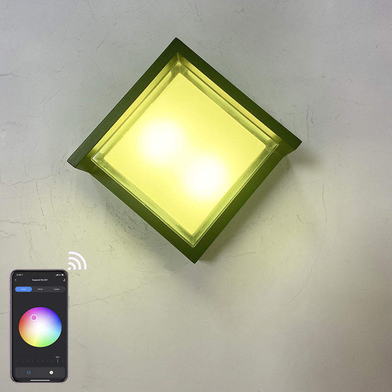 Smart Outdoor Rhombus Aluminum App Dimming LED Wall Sconce Lamp