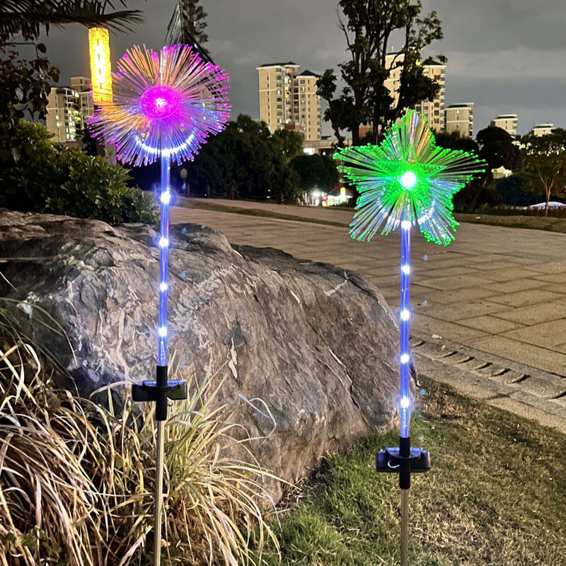 Outdoor Decorative Waterproof Butterfly Star Moon Fiber Optic Solar LED Lawn Flower Landscape Lighting