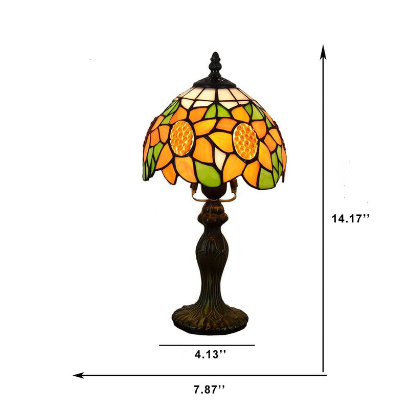 Tiffany Rustikale Sonnenblumen-Buntglas-Tischlampe mit 1 Leuchte 