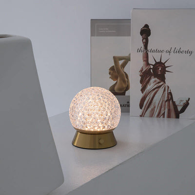 Modern Light Luxury Round Ball Iron Acrylic USB LED Ambient Table Lamp