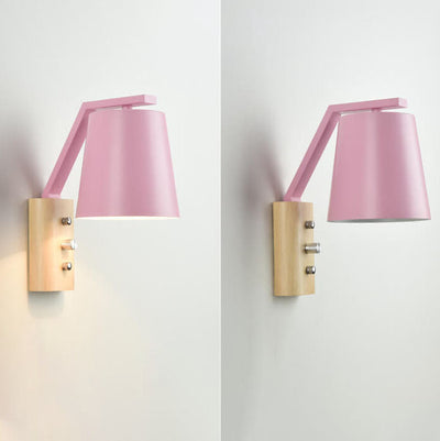 Nordic Modern Solid Wood Cylindrical 1-Light Wall Sconce Lamp